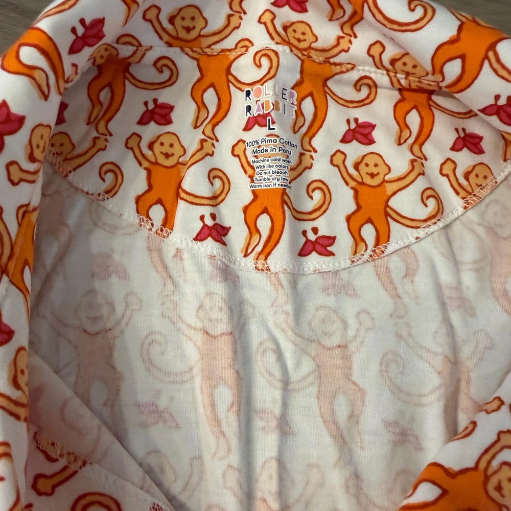 Roller Rabbit Orange and White Monkey Print Top - Picture 2 of 2